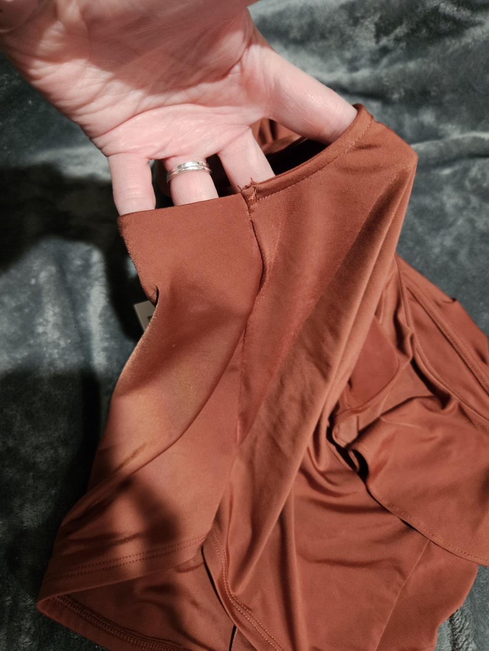 Express One-Shoulder Ruffle Crop Top - Rust - Picture 4 of 4